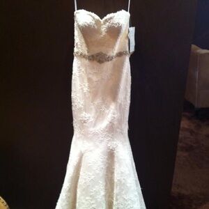 Winnie Couture Ivory Lace Wedding Dress with Brown Overlay
